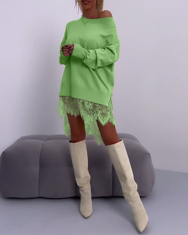 Solid Color Off-Shoulder Sweater