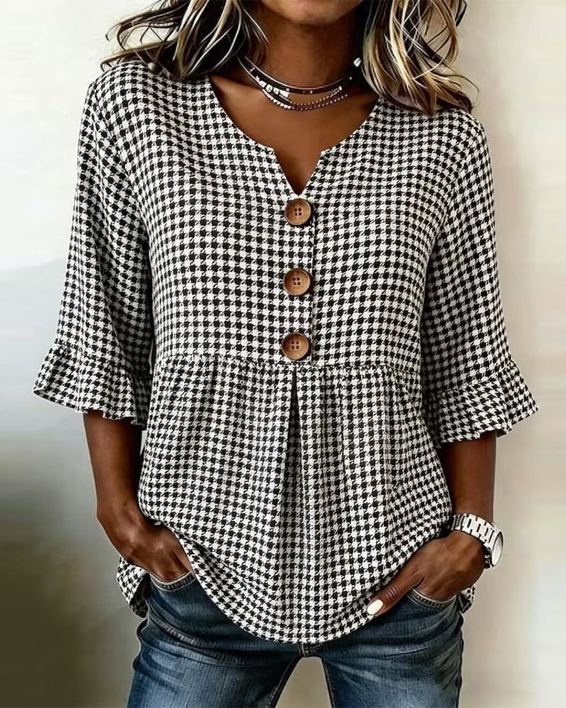 Houndstooth Blouse Trekking Relaxed