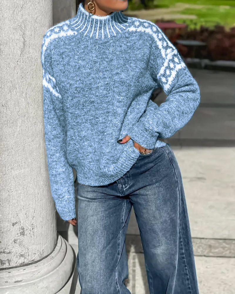 Contrast Printed Sweater