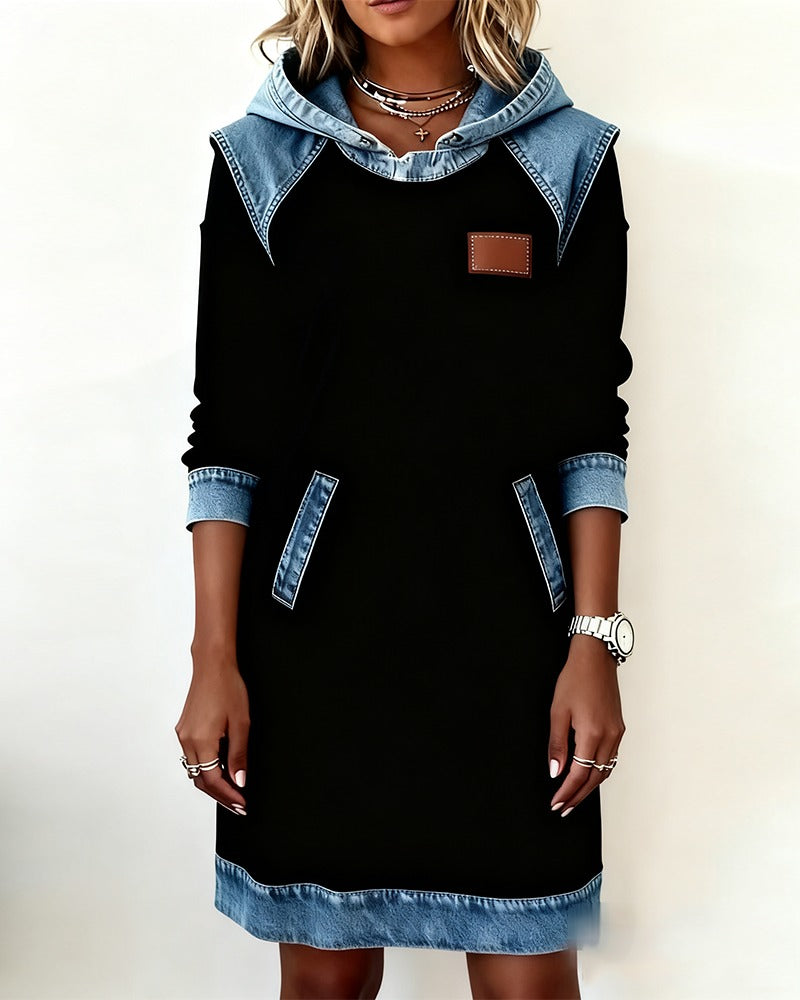 Denim Dress with Hood