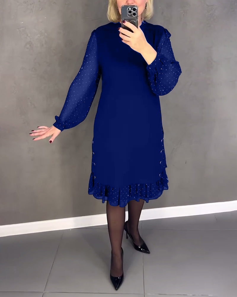 Elegant Polka Dot Dress with Long Sleeves