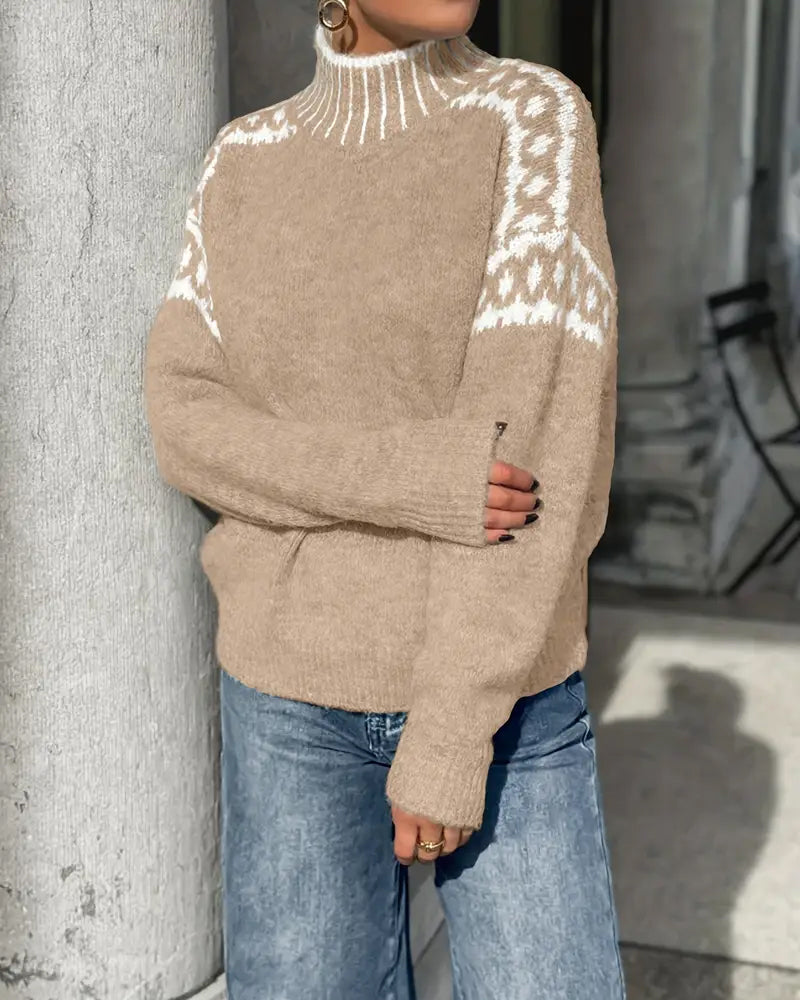 Contrast Printed Sweater