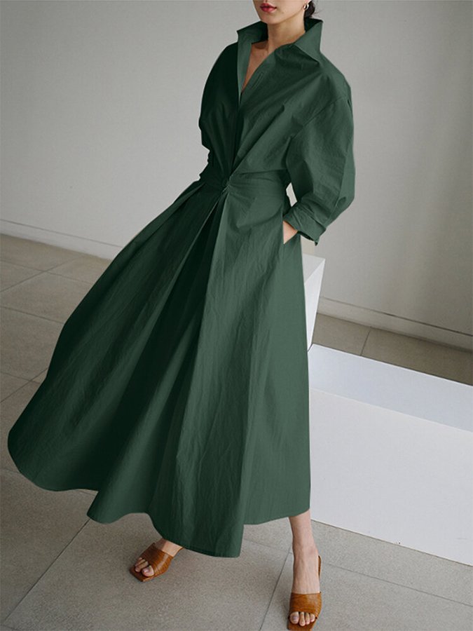 Bethany | Crisp Collar Flow Maxi Dress