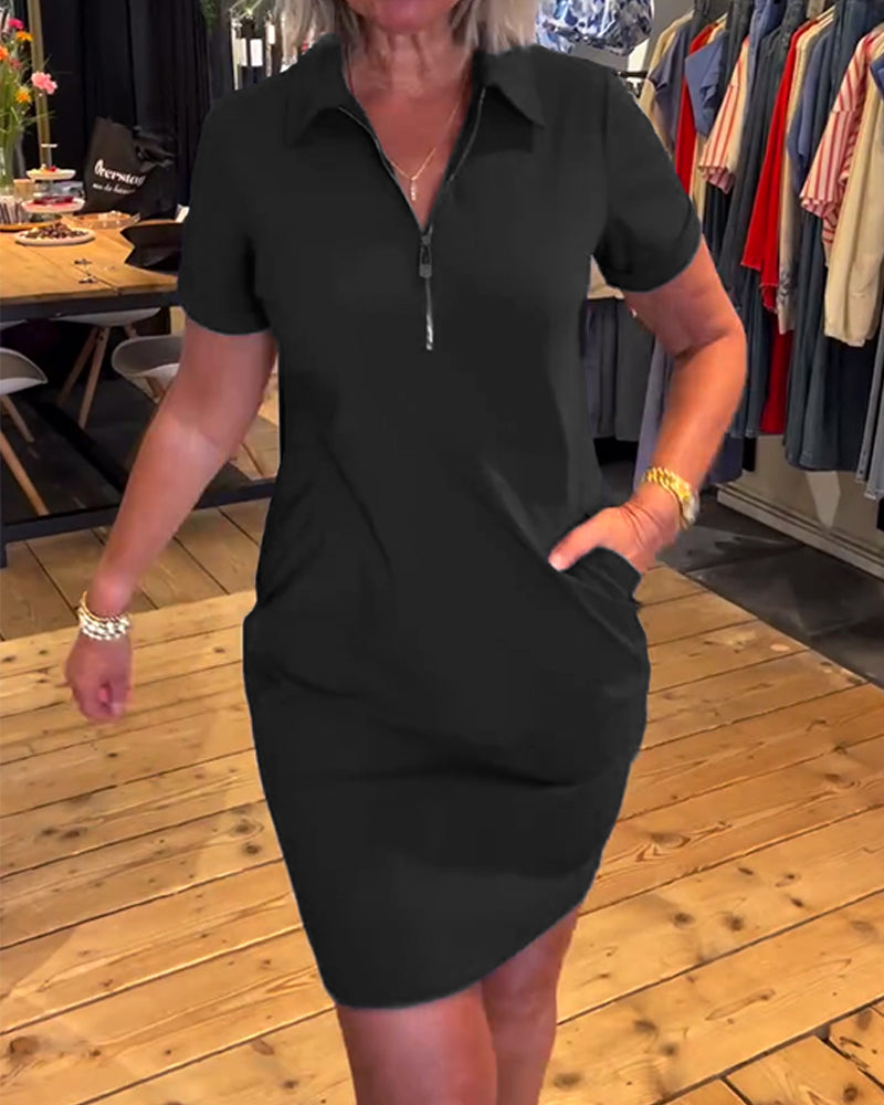 Dress with Collar and Zipper