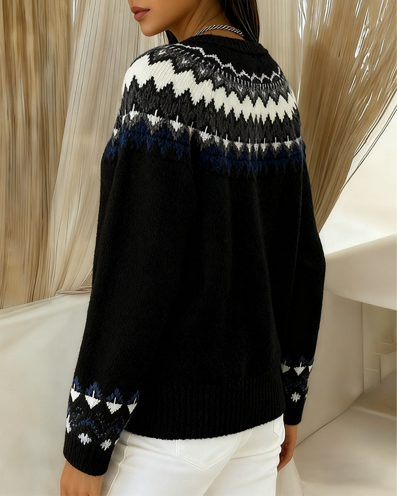 Long Sleeve Sweater with Round Neck