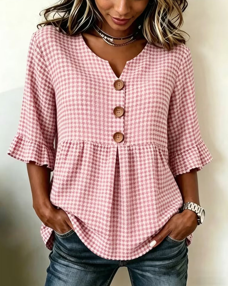 Houndstooth Blouse Trekking Relaxed