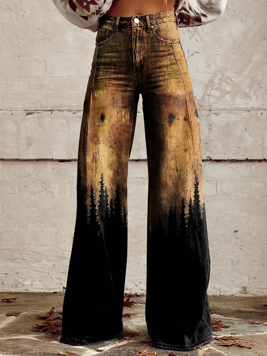 Joanna | Rustic Forest Wide-Leg Jeans
