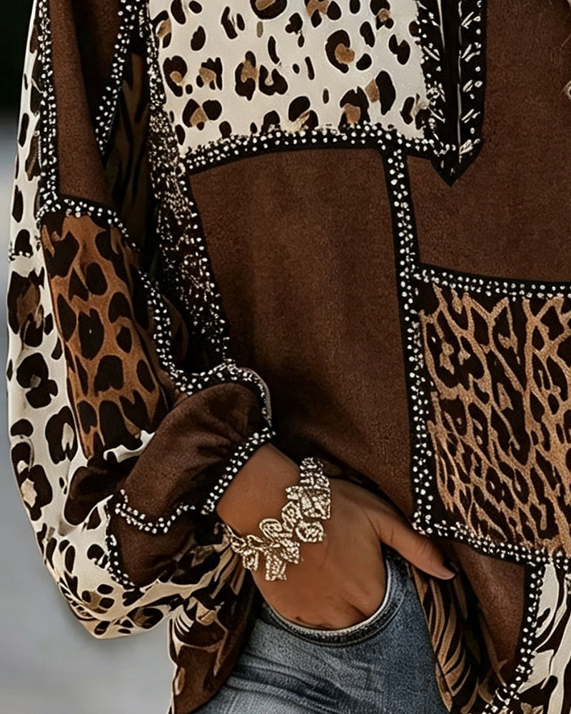 Leopard Blouse Color Block