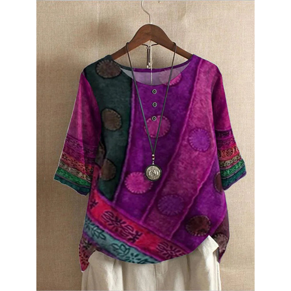 Lily™ - Comfortable Colourful Half-Sleeve Top
