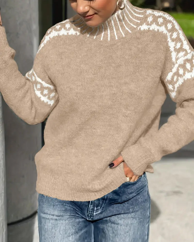 Contrast Printed Sweater