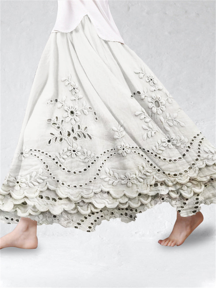 Felicity | Embroidered Floral Maxi Skirt