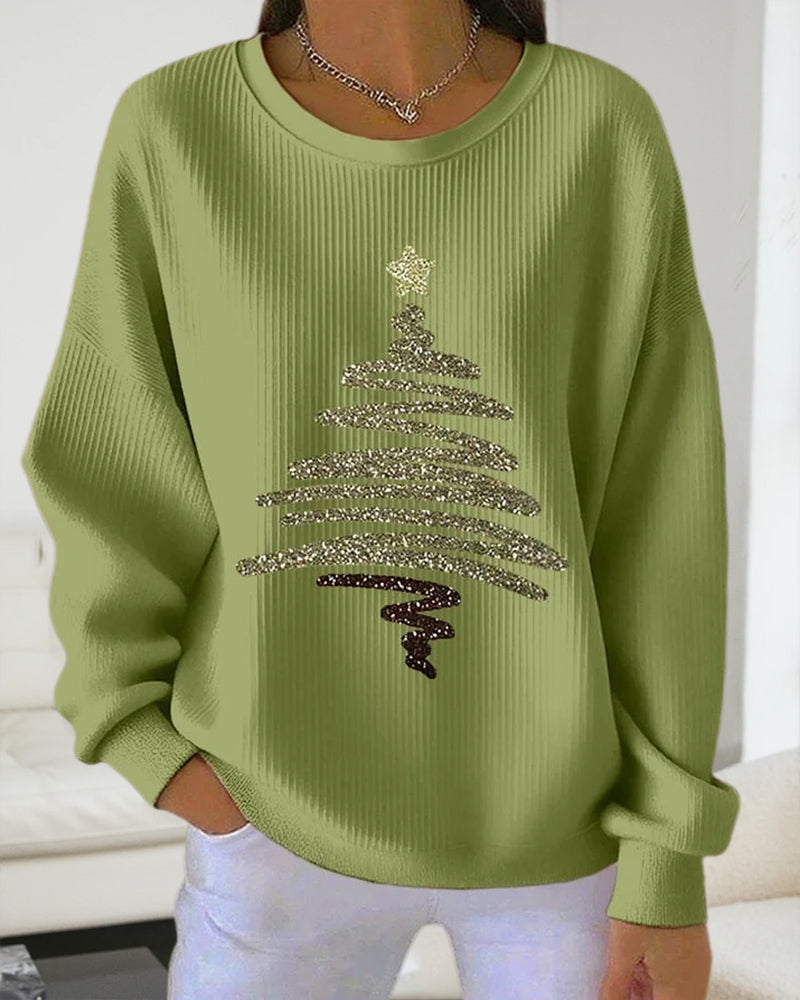 Printed Christmas Large Hollow Sweatshirt