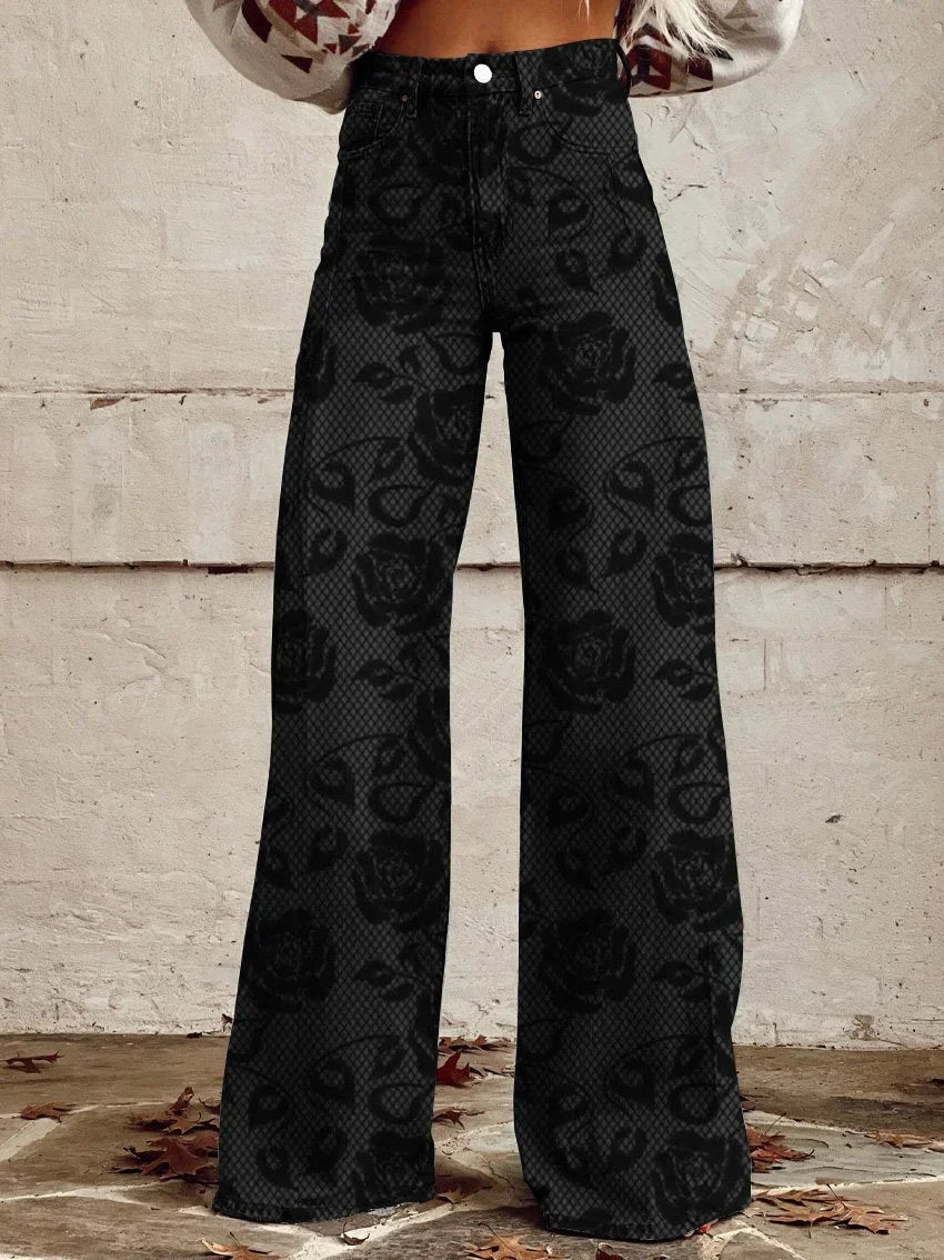 Lois | Stylish Patterned Wide Leg Jeans