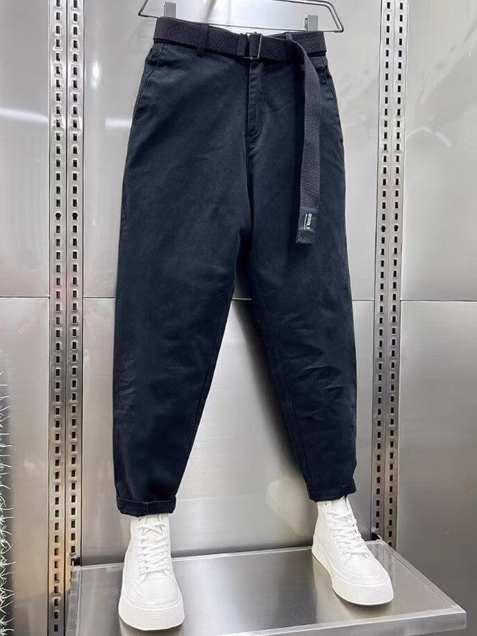Aidan | Classic Black Belted Pants