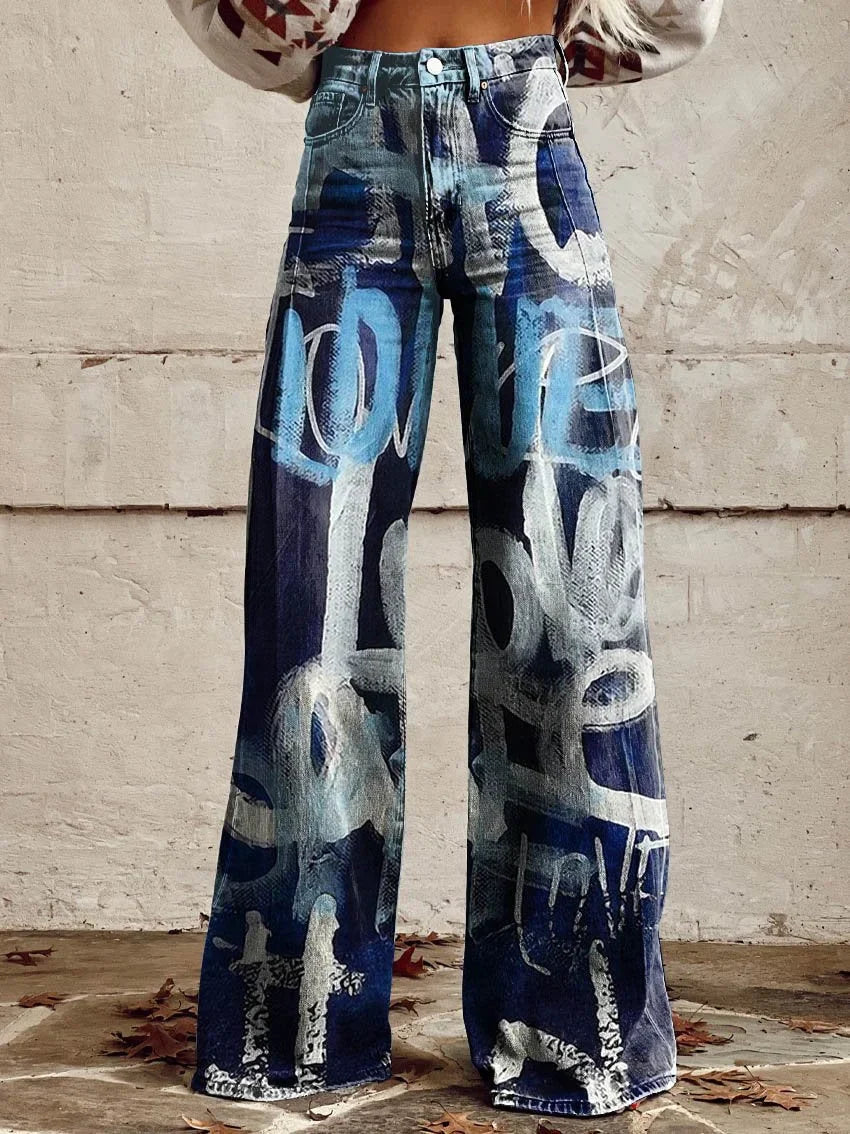 Charlotte | Artistic Printed Wide-Leg Pants