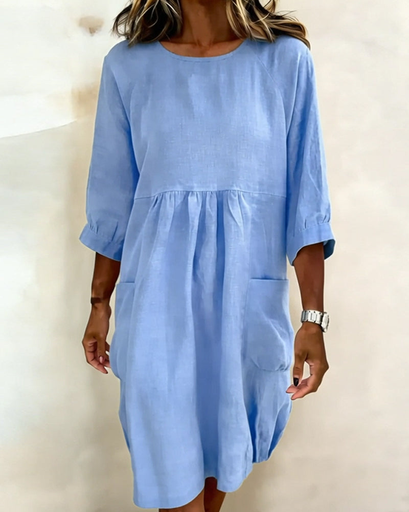 Dress Three Quarter Sleeve Loose