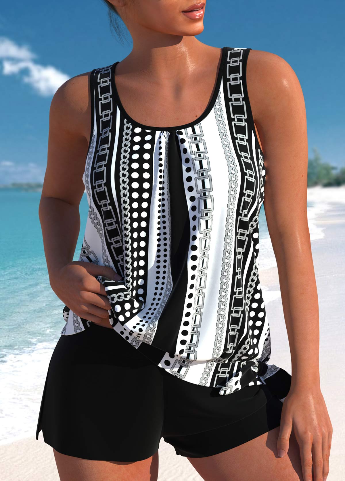 Lorna | Stylish Chain Pattern Swim Set