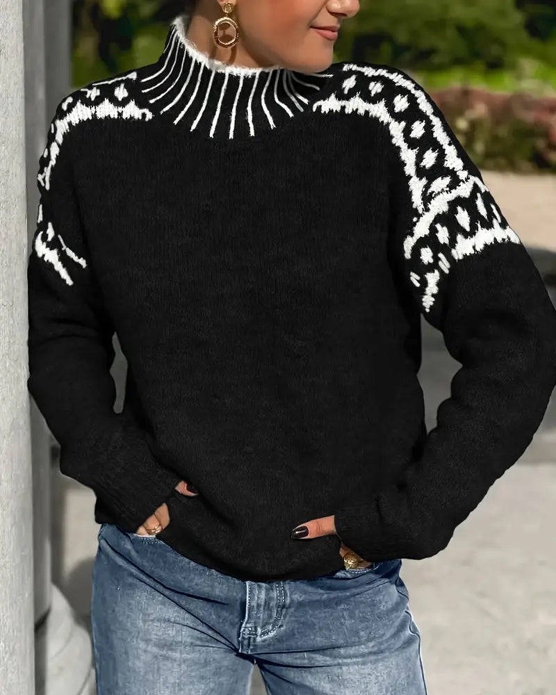 Contrast Printed Sweater
