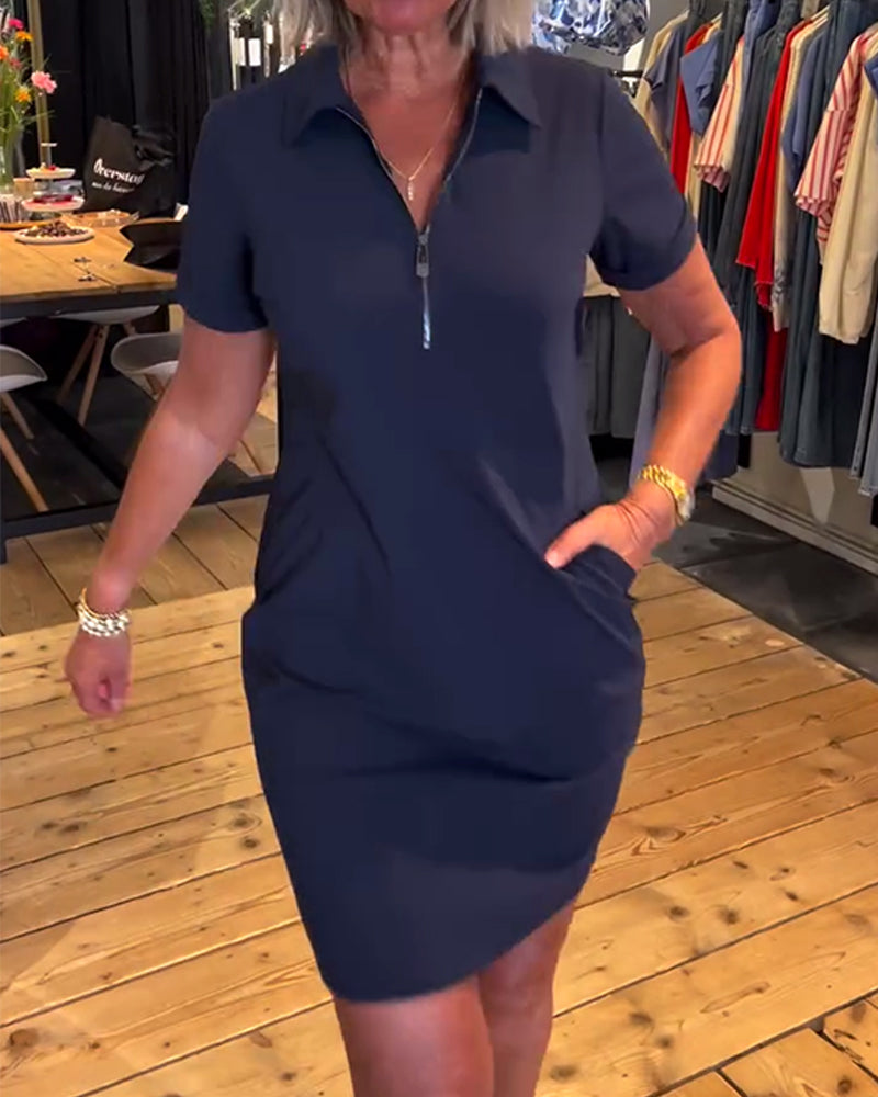 Dress with Collar and Zipper