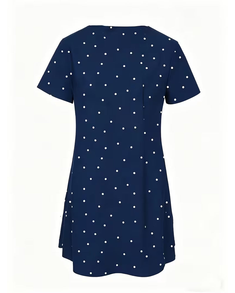 Polka Dot A-Line Blouse Short Sleeve
