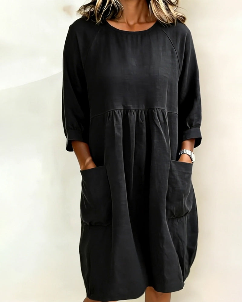Dress Three Quarter Sleeve Loose