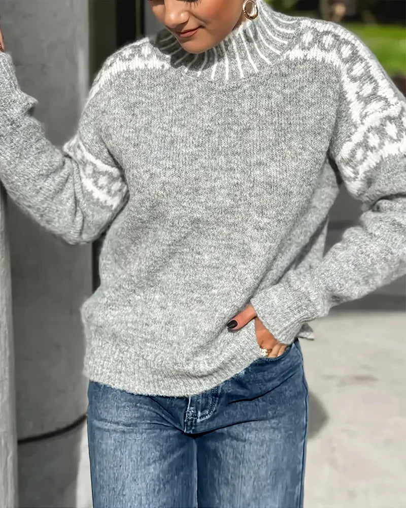 Contrast Printed Sweater