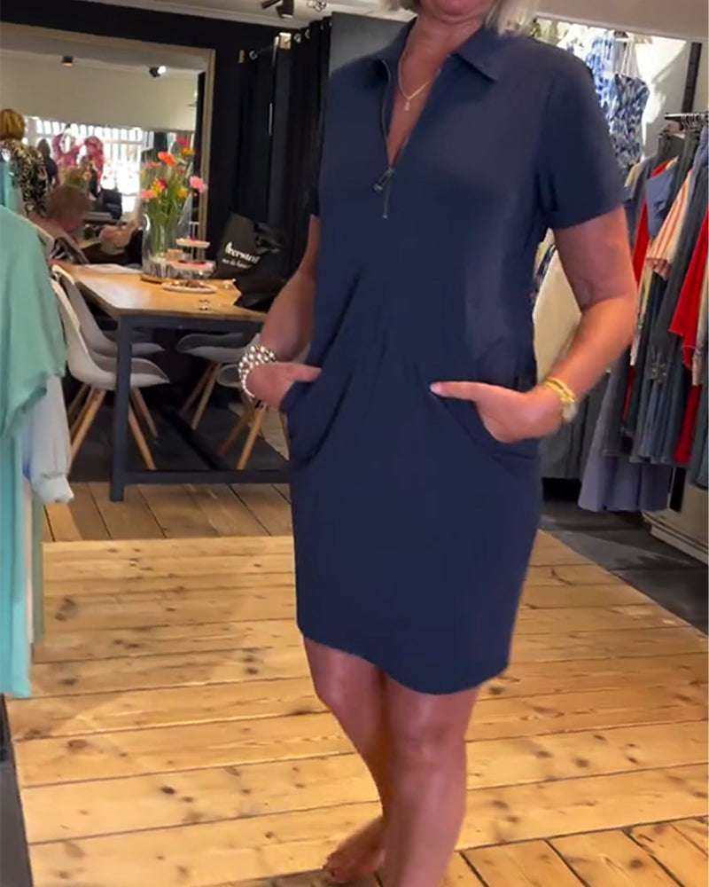 Dress with Collar and Zipper