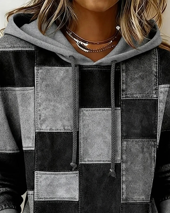 Yaralyn™ | Elegant Hoodie with Long Sleeves and Plaid