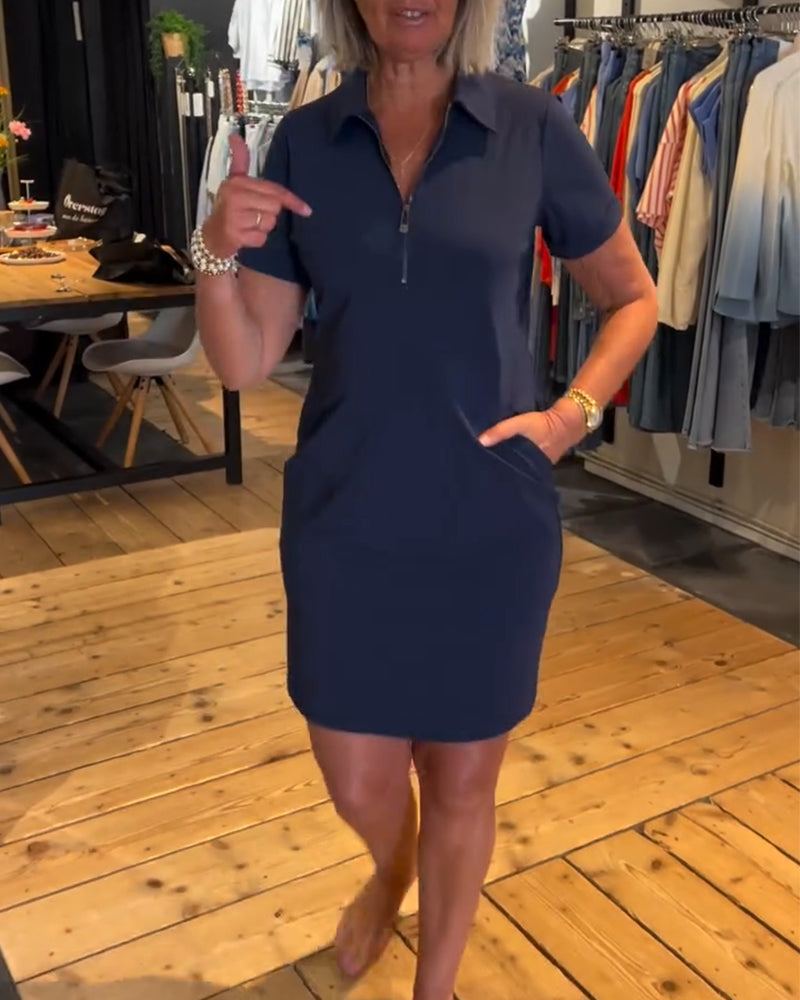 Dress with Collar and Zipper