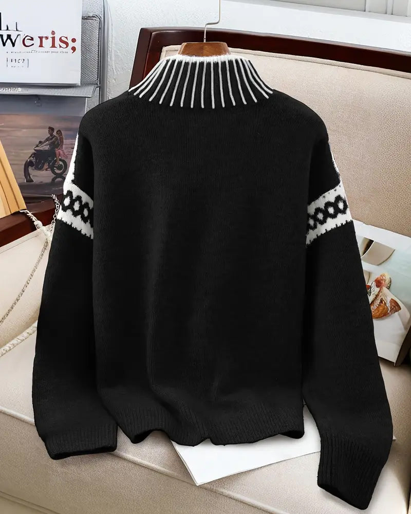 Contrast Printed Sweater