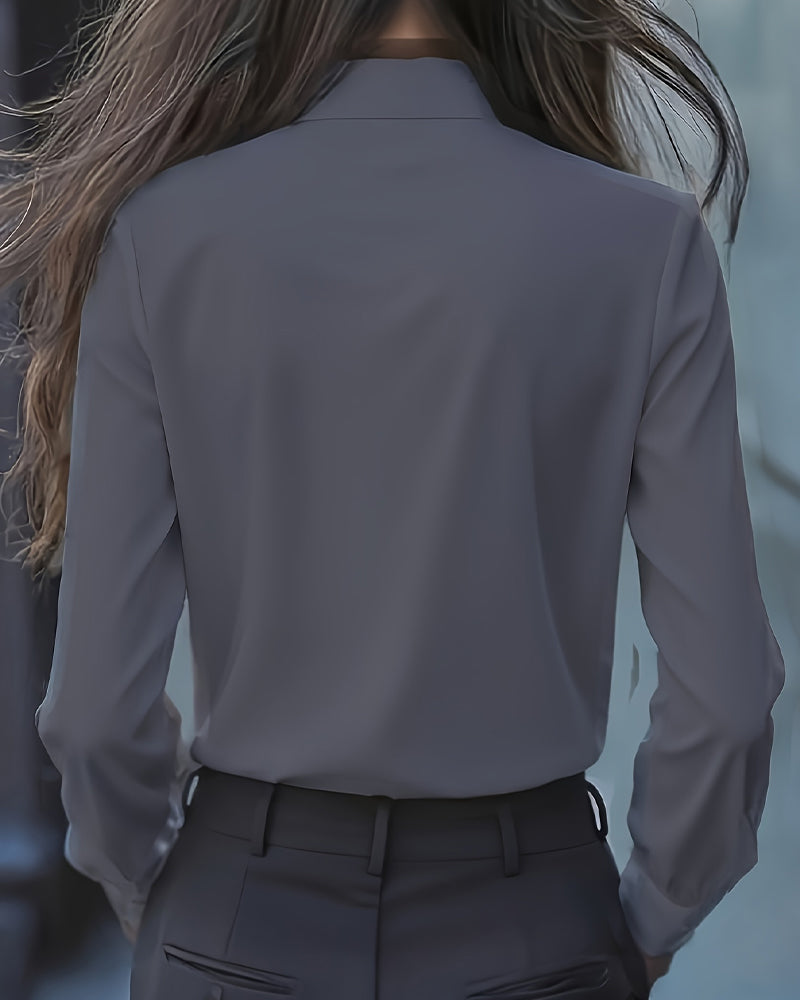 Long Sleeve Blouse with Knot and Ruffles