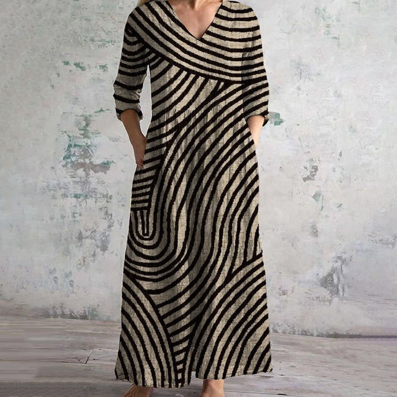 Alma | Swirl Pattern Maxi Dress