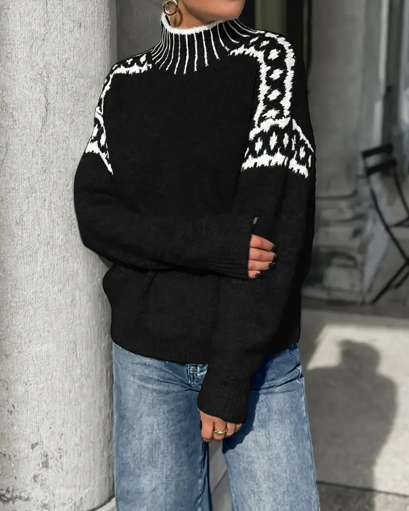 Contrast Printed Sweater