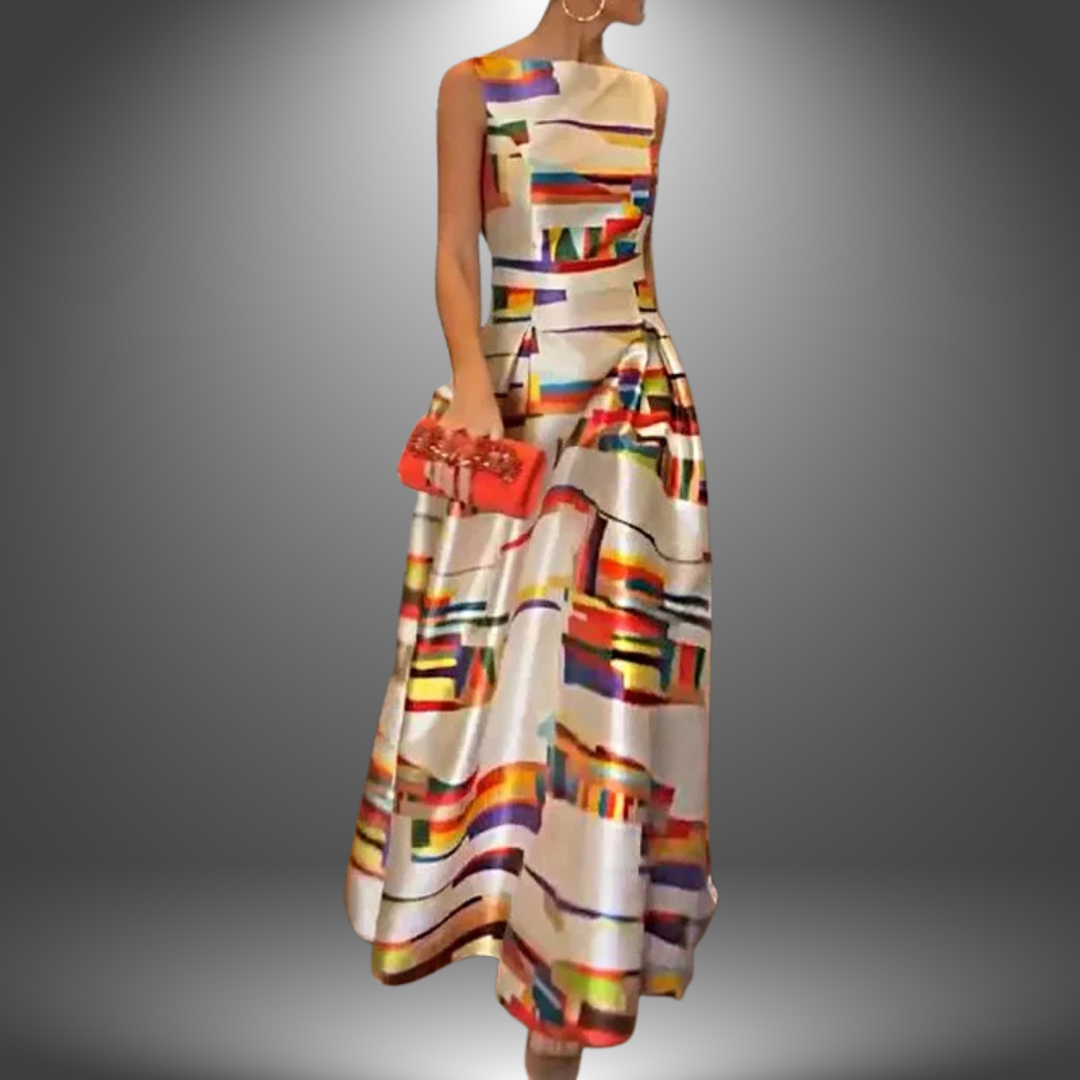 Amelia | Bold Geometric Print Maxi Dress