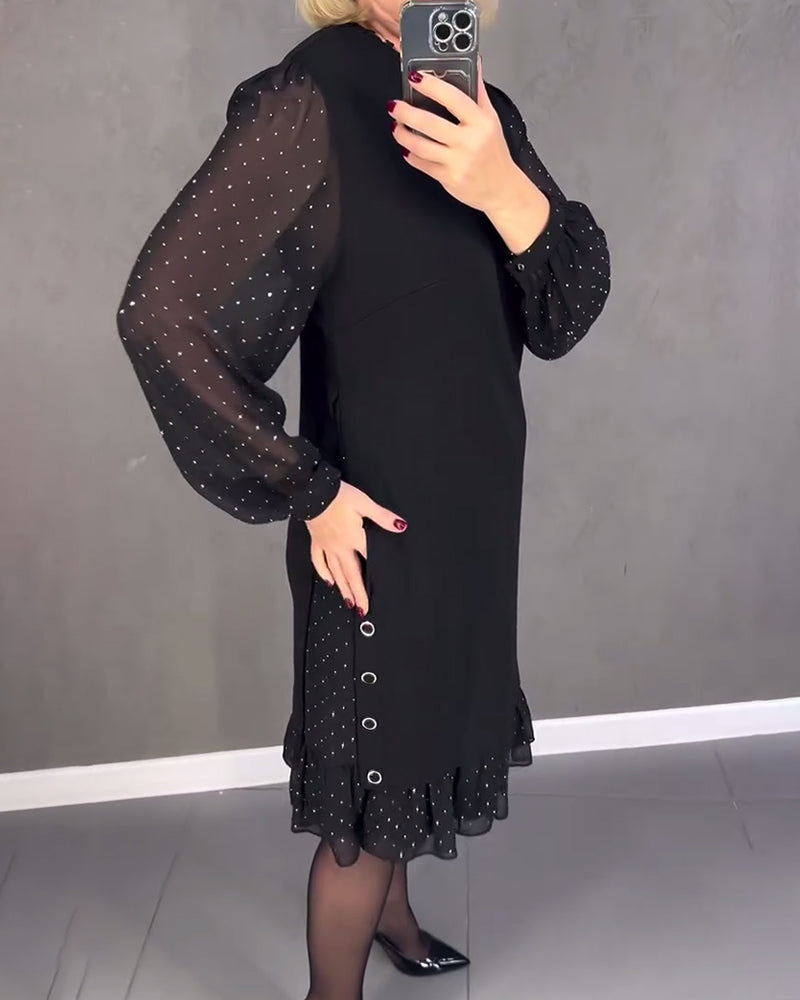 Elegant Polka Dot Dress with Long Sleeves
