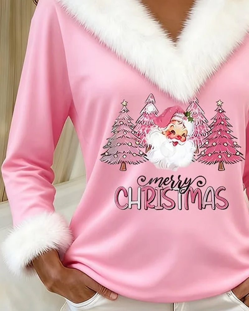 Faux Fur Printed High Collar Top