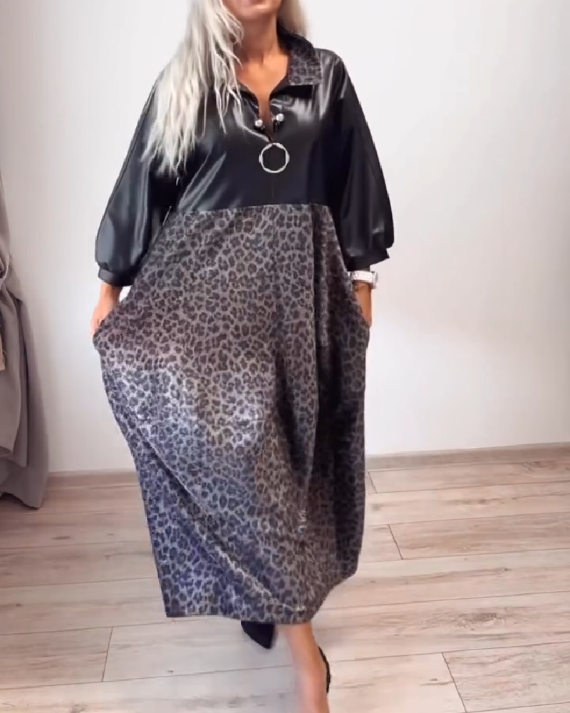 Leopard Print and Patchwork Dress