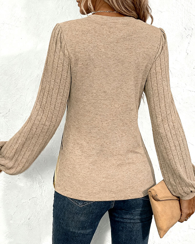 Striped Lantern Sleeve Top