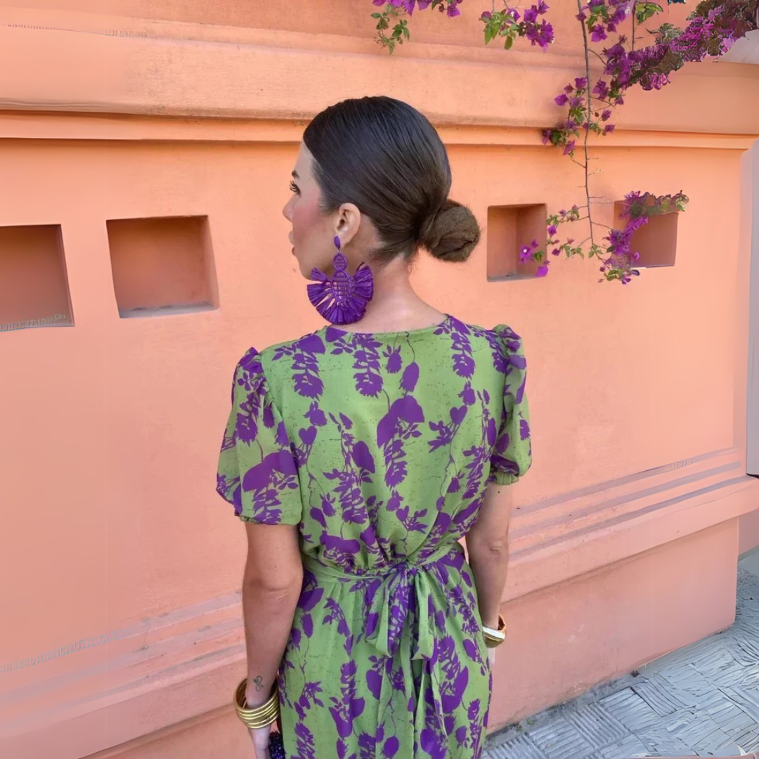 Anastasia | Draped Floral Midi Dress