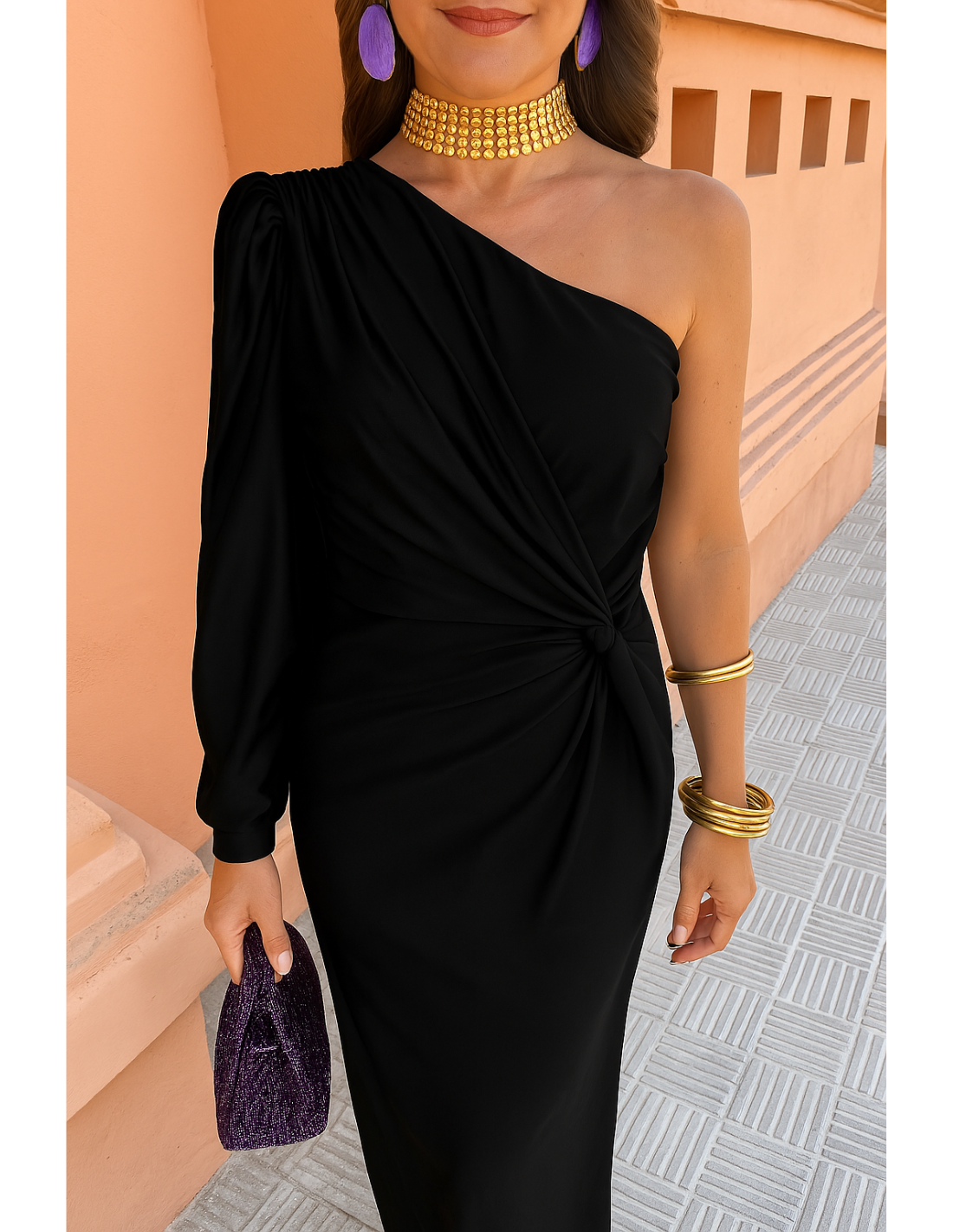 Alma | One-Shoulder Draped Evening Dress