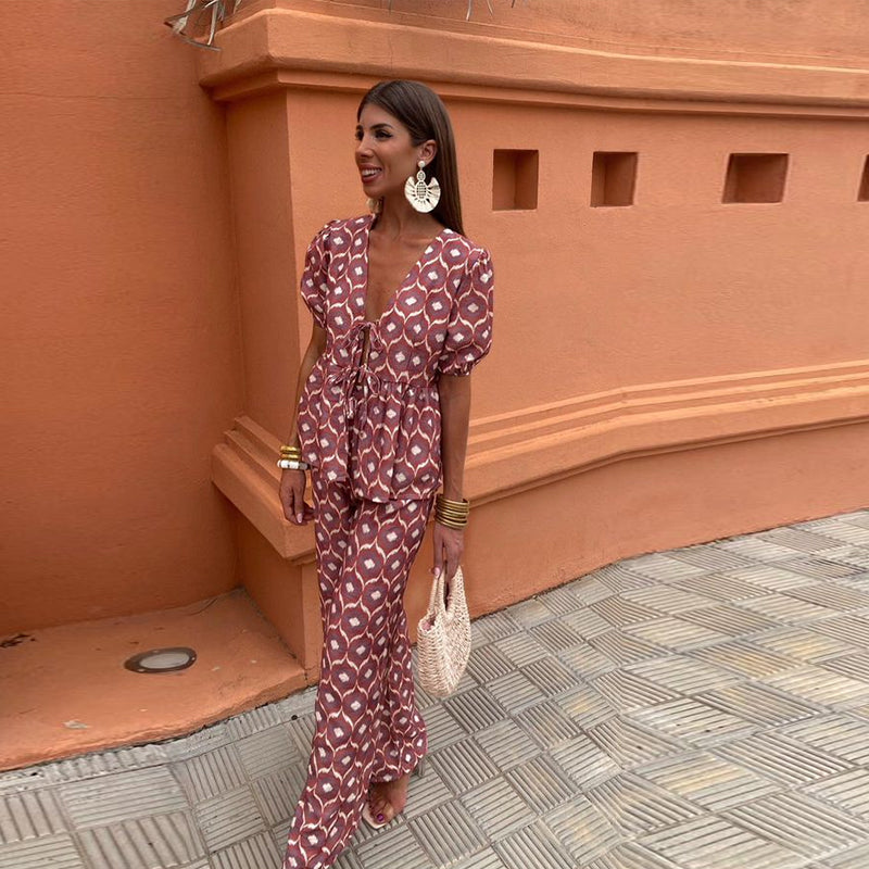 Lucy | Printed Top & Pants Set