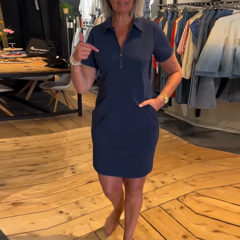 Dress with Collar and Zipper