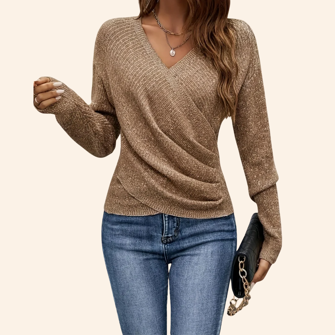 Seravielle | Elegant Wrap V-neck Top
