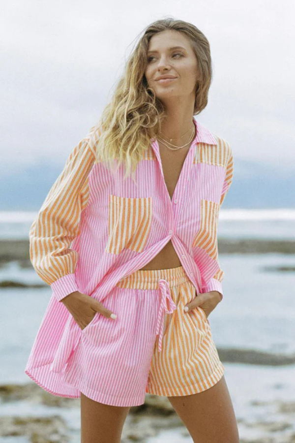 Scarlett | Striped Casual Shorts Set