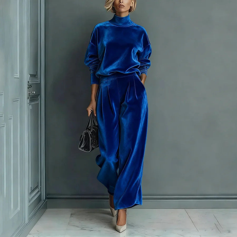 Women's Leisure Set Warm Top & Wide Pants 2 Piece