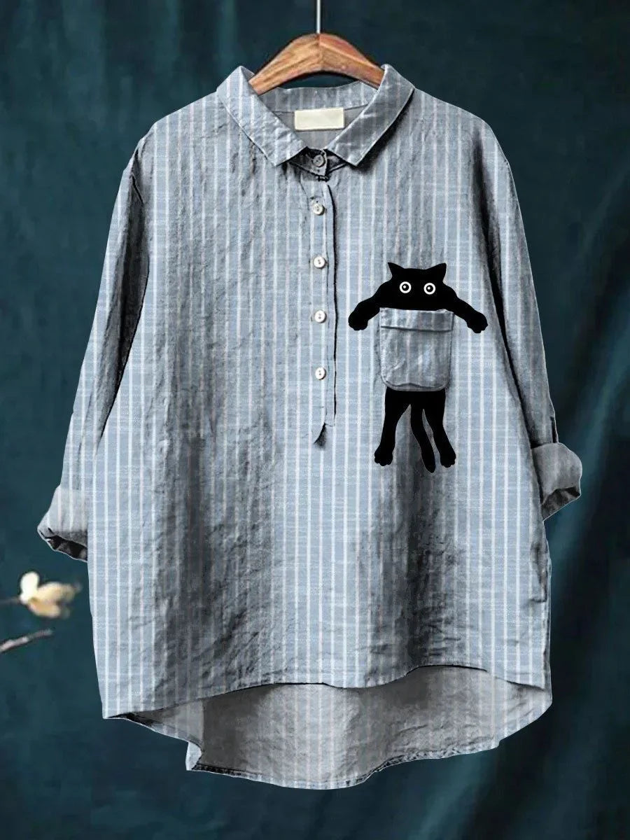 Sydney | Cute Cat Pocket Shirt