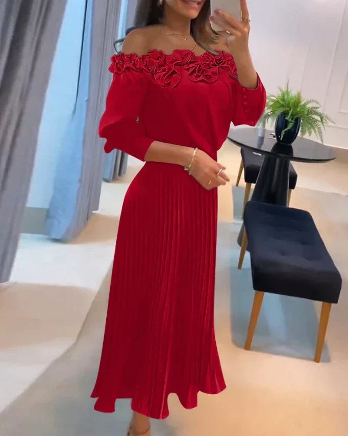 Linda | Off-Shoulder Pleated Dress