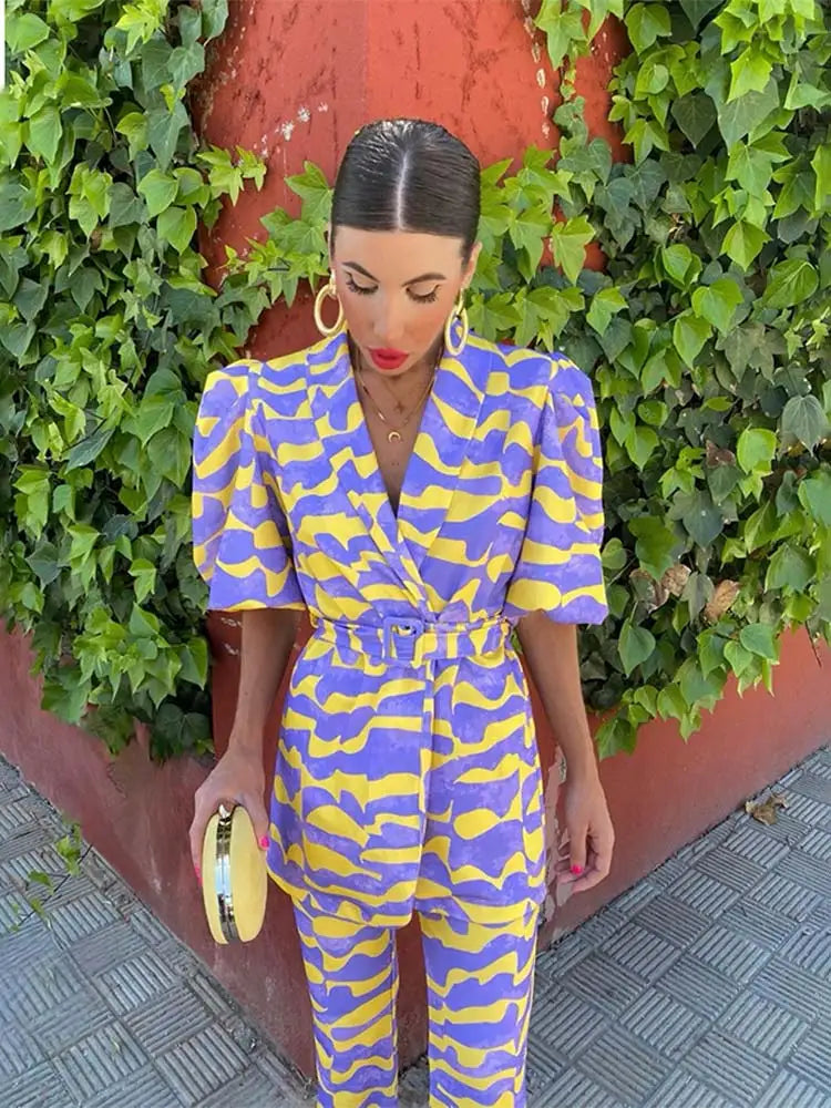 Ada | Abstract Puff Sleeve Jumpsuit