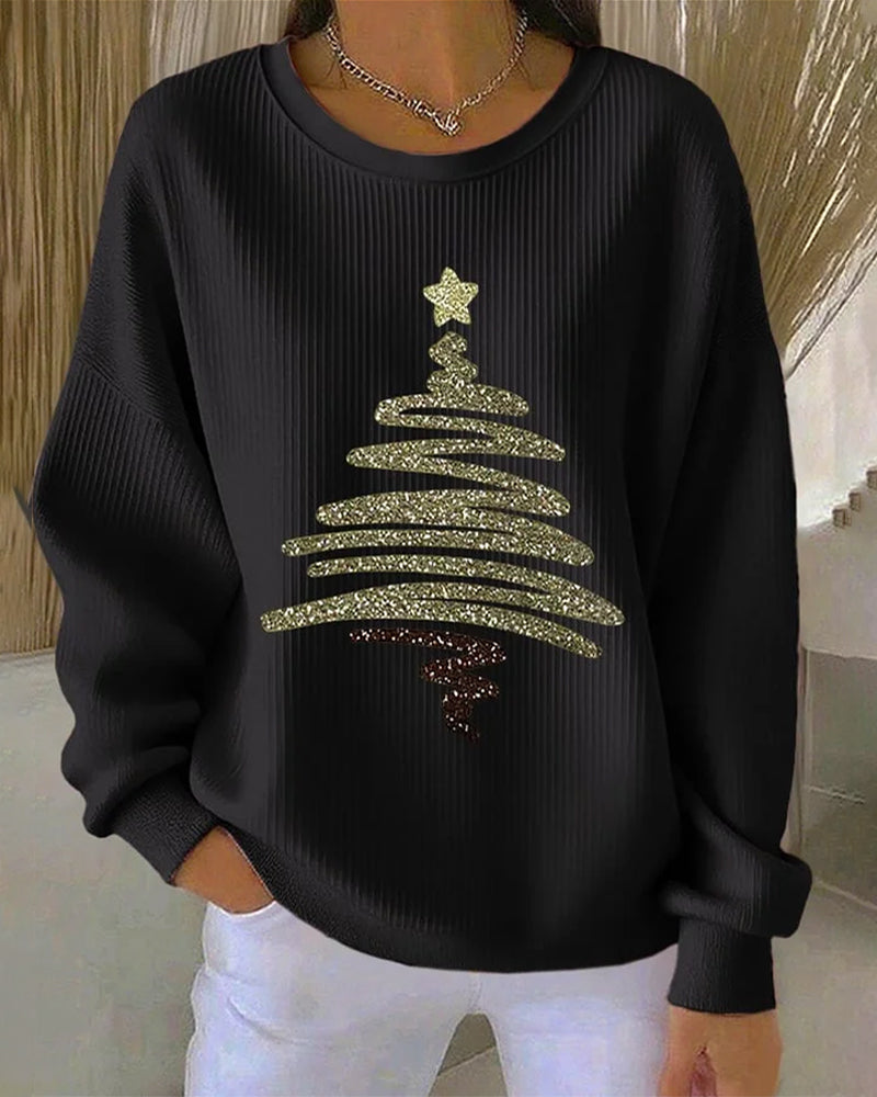 Printed Christmas Large Hollow Sweatshirt
