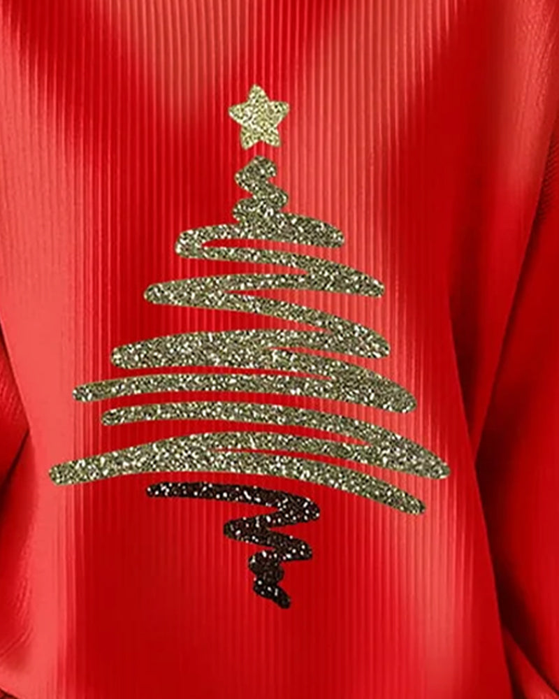 Printed Christmas Large Hollow Sweatshirt
